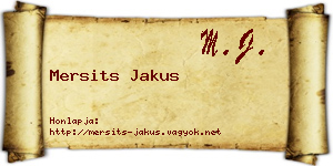 Mersits Jakus névjegykártya